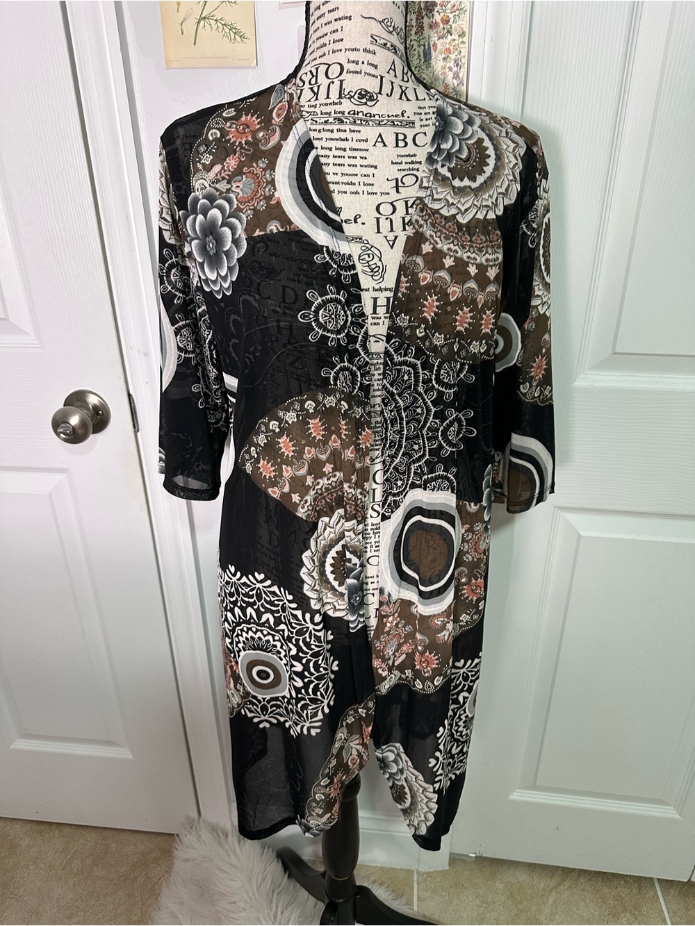 Black Floral Pattern Sheer Women’s Top - Brand: